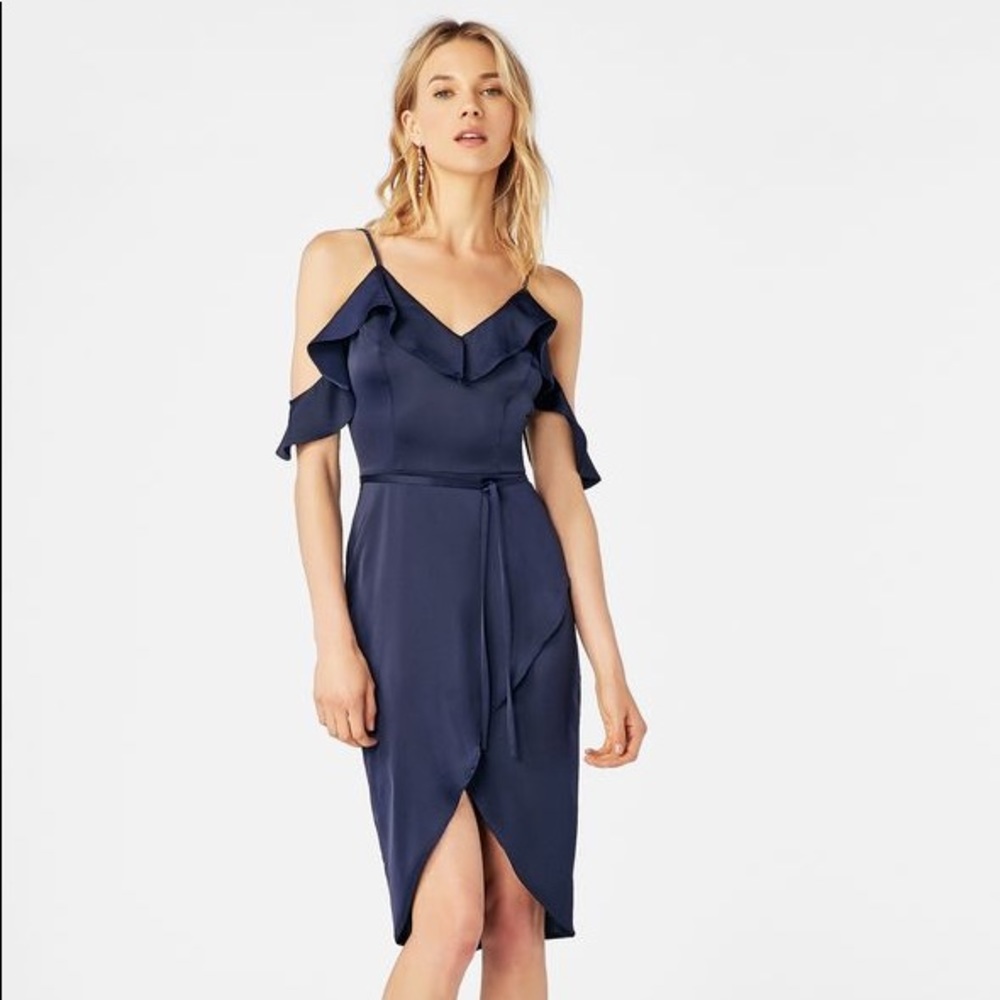 Navy Open Shoulder Dress